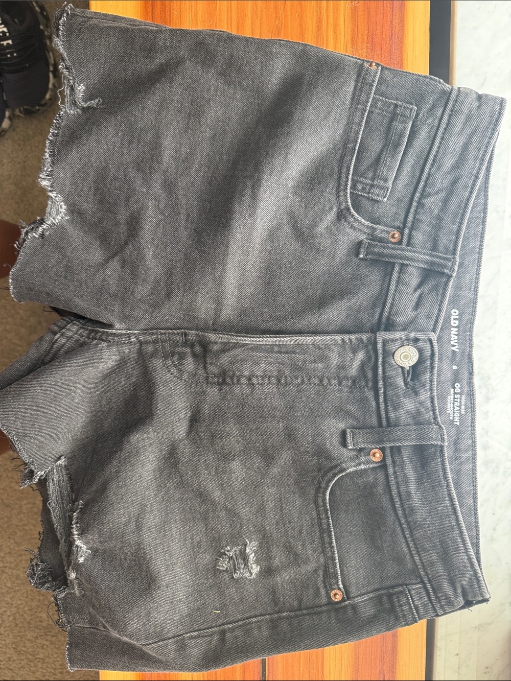 Old Navy Black Distressed Denim Cutoff Shorts